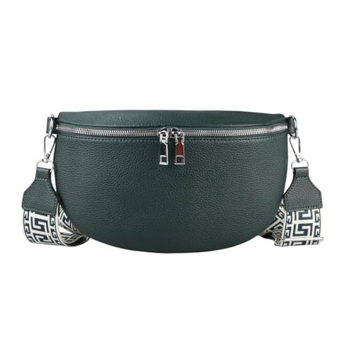 Damen Tasche Crossbody Gürteltasche Brusttasche Umhängetasche Bodybag Hüfttasche Crossover Bauchtasche Schultertasche Handytasche Kunstleder Dunkelgrün von ITALYSHOP24