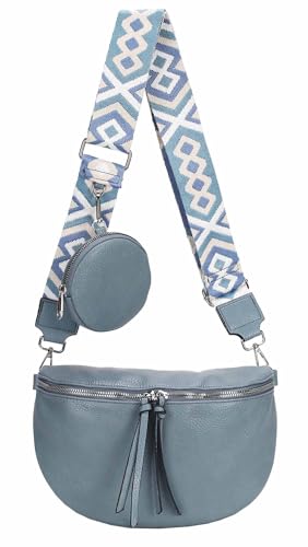 Damen Tasche Crossbody Gürteltasche Brusttasche Umhängetasche Bodybag Hüfttasche Crossover Bauchtasche Schultertasche Handytasche Kunstleder Hellblau Damen Tasche Crossbody Gürteltasche Brusttasche Umhängetasche Bodybag Hüfttasche Crossover Bauchtasche Schultertasche Handytasche Kunstleder Hellblau von ITALYSHOP24