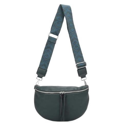 Damen Tasche Crossbody Schultertasche Gürteltasche Brusttasche Hüfttasche Bauchtasche Umhängetasche Cross-Over Bodybag Handytasche Kosmetiktasche Leder Optik Petrol S von ITALYSHOP24