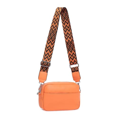 Damen Tasche Gürteltasche Brusttasche Umhängetasche Schultertasche Bauchtasche Crossbody Bag Hüfttasche Handtasche Abendtasche Kunstelder Orange von ITALYSHOP24