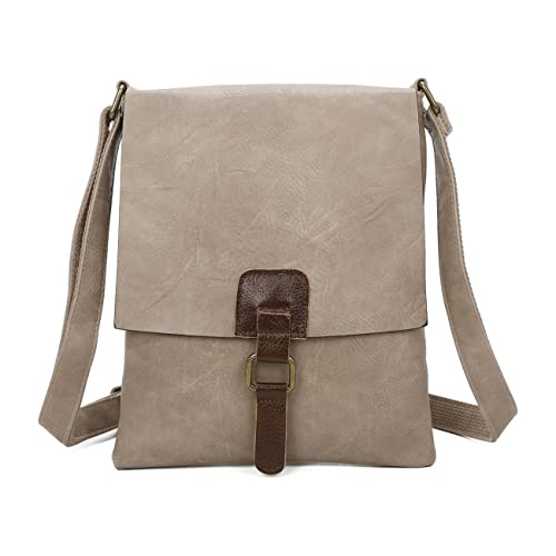 OBC Damen Tasche Crossbody Handtasche Messenger Schultertasche Umhängetasche Shopper Tablettasche bis ca. 7-8 Zoll Henkeltasche Überschlagtasche Leder Optik Taupe OBC Damen Tasche Crossbody Handtasche Messenger Schultertasche Umhängetasche Shopper Tablettasche bis ca. 7-8 Zoll Henkeltasche Überschlagtasche Leder Optik Taupe von ITALYSHOP24