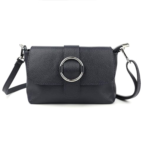 Made in Italy Damen Leder Tasche Umhängetasche Cross Over Body Messenger Bag Echtleder Ledertasche Schultertasche Brusttasche Hüfttasche Gürteltasche Clutch Abendtasche Dunkelblau Made in Italy Damen Leder Tasche Umhängetasche Cross Over Body Messenger Bag Echtleder Ledertasche Schultertasche Brusttasche Hüfttasche Gürteltasche Clutch Abendtasche Dunkelblau von ITALYSHOP24