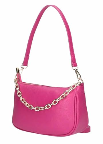 Made in Italy Damen Leder Tasche Pochette mit Kette Schultertasche Handtasche City Bag Umhängetasche Clutch Ledertasche Bodybag Schmucktasche Crossbody Cross-Over Pink Made in Italy Damen Leder Tasche Pochette mit Kette Schultertasche Handtasche City Bag Umhängetasche Clutch Ledertasche Bodybag Schmucktasche Crossbody Cross-Over Pink von ITALYSHOP24