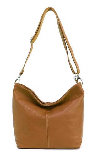 Made in Italy Damen Leder Tasche Umhängetasche Shopper Cross Over Body Bag Handtasche Ledertasche Schultertasche Hobo Bag Cognac Made in Italy Damen Leder Tasche Umhängetasche Shopper Cross Over Body Bag Handtasche Ledertasche Schultertasche Hobo Bag Cognac von ITALYSHOP24