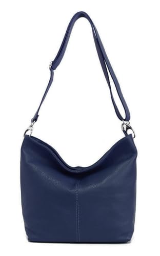 Made in Italy Damen Leder Tasche Umhängetasche Shopper Cross Over Body Bag Handtasche Ledertasche Schultertasche Hobo Bag Dunkelblau Made in Italy Damen Leder Tasche Umhängetasche Shopper Cross Over Body Bag Handtasche Ledertasche Schultertasche Hobo Bag Dunkelblau von ITALYSHOP24