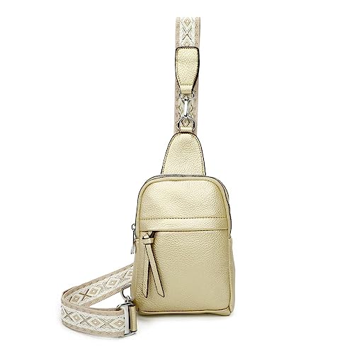 OBC Damen Bodybag Sling Tasche Rucksack Gürteltasche Crossbag Crossover Schultertasche Crossbody Brusttasche Umhängetasche Gold V2 von ITALYSHOP24