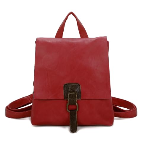 OBC Damen Rucksack Tasche Crossbody Handtasche Messenger Schultertasche Umhängetasche Shopper Vintage Kuriertasche Überschlagtasche Leder Optik Rot OBC Damen Rucksack Tasche Crossbody Handtasche Messenger Schultertasche Umhängetasche Shopper Vintage Kuriertasche Überschlagtasche Leder Optik Rot von ITALYSHOP24
