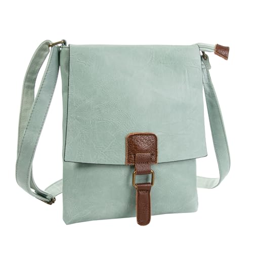 OBC Damen Tasche Crossbody Handtasche Messenger Schultertasche Umhängetasche Shopper Tablettasche bis ca. 7-8 Zoll Überschlagtasche Leder Optik Mint von ITALYSHOP24