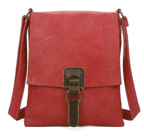 OBC Damen Tasche Crossbody Handtasche Messenger Schultertasche Umhängetasche Shopper Tablettasche bis ca. 7-8 Zoll Überschlagtasche Leder Optik Rot OBC Damen Tasche Crossbody Handtasche Messenger Schultertasche Umhängetasche Shopper Tablettasche bis ca. 7-8 Zoll Überschlagtasche Leder Optik Rot von ITALYSHOP24