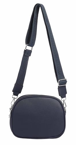 OBC Damen Tasche Crossbody Umhängetasche Bodybag Schultertasche Metallic Handytasche Crossover Damentasche Kunstleder Schmucktasche Handtasche Reise Dunkelblau von ITALYSHOP24