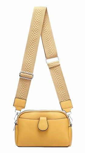 OBC Damen Tasche Crossbody Umhängetasche Bodybag Schultertasche Metallic Handytasche Crossover Kunstleder Handtasche Reise Gelb OBC Damen Tasche Crossbody Umhängetasche Bodybag Schultertasche Metallic Handytasche Crossover Kunstleder Handtasche Reise Gelb von ITALYSHOP24