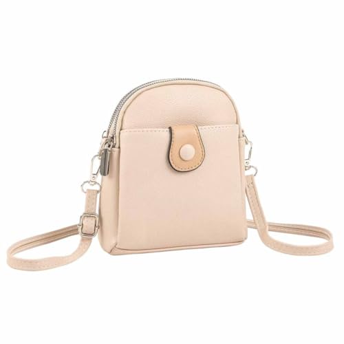 OBC Damen Tasche Crossbody Umhängetasche Bodybag Schultertasche Minibag Handytasche Crossover Kunstleder Handtasche Gürteltasche Abendtasche Apricot von ITALYSHOP24