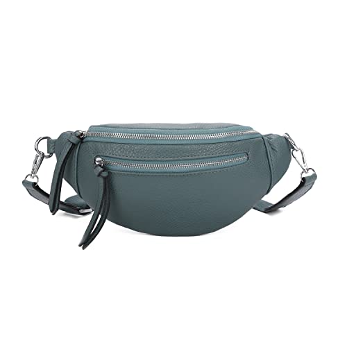 OBC Damen Tasche Gürteltasche Crossbody Leder Optik Hüfttasche Bauchtasche Umhängetasche Cross-Over Bodybag Schultertasche Handytasche Geldtasche Schminktasche Kosmetiktasche Petrol von ITALYSHOP24