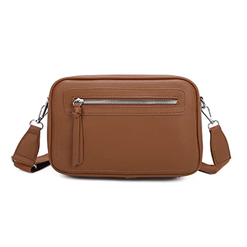 OBC Damen Tasche Schultertasche Crossbody Umhängetasche Bodybag Handytasche Crossover Damentasche Handtasche Reise Kunst-Leder Cognac von ITALYSHOP24