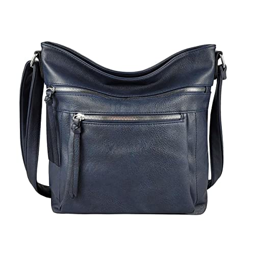 OBC Damen Tasche Schultertasche Shopper Umhängetasche Crossover Crossbody Henkeltasche Beuteltasche Handtasche Hobo Bag Reise Kunst-Leder Dunkelblau OBC Damen Tasche Schultertasche Shopper Umhängetasche Crossover Crossbody Henkeltasche Beuteltasche Handtasche Hobo Bag Reise Kunst-Leder Dunkelblau von ITALYSHOP24
