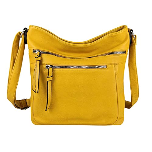 OBC Damen Tasche Schultertasche Shopper Umhängetasche Crossover Crossbody Henkeltasche Beuteltasche Handtasche Hobo Bag Reise Kunst-Leder Gelb OBC Damen Tasche Schultertasche Shopper Umhängetasche Crossover Crossbody Henkeltasche Beuteltasche Handtasche Hobo Bag Reise Kunst-Leder Gelb von ITALYSHOP24