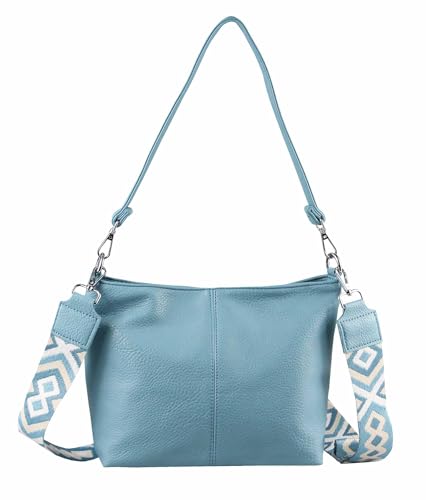 OBC Damen Tasche Shopper Brusttasche Hobo Bag Schultertasche Crossbody Umhängetasche Beuteltasche Handtasche Crossover BodyBag Leder Optik Blau OBC Damen Tasche Shopper Brusttasche Hobo Bag Schultertasche Crossbody Umhängetasche Beuteltasche Handtasche Crossover BodyBag Leder Optik Blau von ITALYSHOP24
