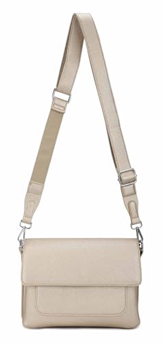 OBC Damen Tasche Shopper Brusttasche Schultertasche Crossbody Trio Umhängetasche Messenger Handtasche Crossover BodyBag Leder Optik Gold von ITALYSHOP24