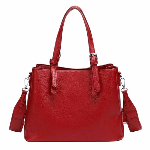 OBC Damen Tasche Shopper Handtasche Business Tote Bag Schultertasche Aktentasche Umhängetasche Crossover Tote Bag Freizeittasche Leder Optik Rot von ITALYSHOP24