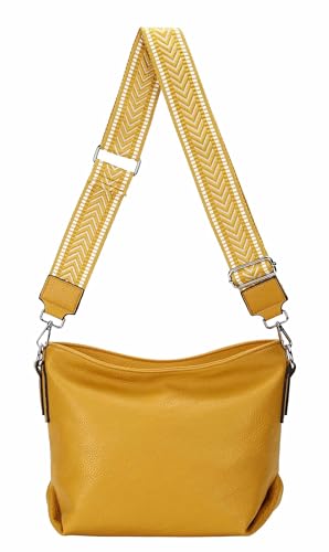 OBC Damen Tasche Shopper Hobo Bags Crossbody Schultertasche Umhängetasche Handtasche Gürteltasche Crossover Kunst Leder Gelb von ITALYSHOP24