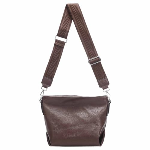 OBC Damen Tasche Shopper Hobo Bags Crossbody Schultertasche Umhängetasche Handtasche Gürteltasche Crossover Kunst Leder Schokobraun von ITALYSHOP24