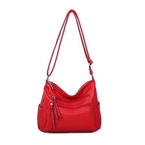 OBC Damen Tasche Shopper Schultertasche Umhängetasche Crossbody Henkeltasche Beuteltasche Crossover Handtasche City Bag Reise Kunst-Leder Rot OBC Damen Tasche Shopper Schultertasche Umhängetasche Crossbody Henkeltasche Beuteltasche Crossover Handtasche City Bag Reise Kunst-Leder Rot von ITALYSHOP24