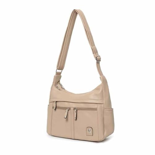 OBC Damen Tasche Shopper Schultertasche Umhängetasche Vintage Crossbody Crossover Handtasche Leder Optik Reisetasche Freizeittasche City Bag Taupe von ITALYSHOP24