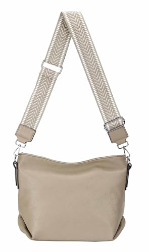 OBC Damen Tasche Shopper Umhängetasche Schultertasche Crossover Crossbody Beuteltasche Handtasche Hobo Bag Henkeltasche Reise Kunst-Leder Taupe OBC Damen Tasche Shopper Umhängetasche Schultertasche Crossover Crossbody Beuteltasche Handtasche Hobo Bag Henkeltasche Reise Kunst-Leder Taupe von ITALYSHOP24