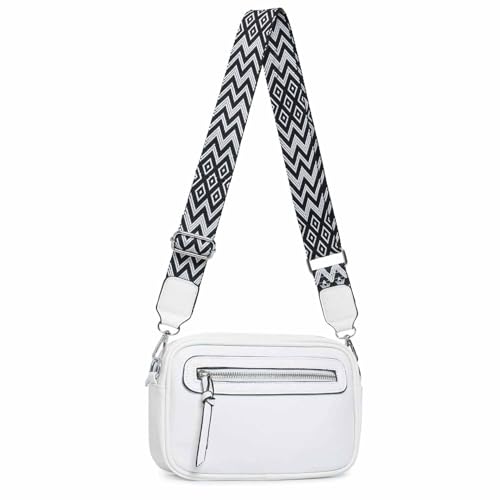 OBC Damen Tasche Umhängetasche Brusttasche Cross Over body Bag Gürteltasche Schultertasche Bauchtasche Hüfttasche Abend Freizeit Reise Leder Optik Weiß von ITALYSHOP24