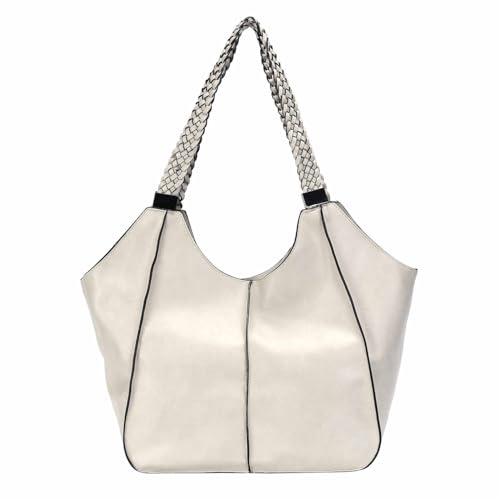 OBC Damen XXL Tasche Schultertasche Shopper Businesstasche Umhängetasche Workbag Henkeltasche Reisetasche FLECHTOPTIK Henkel Leder Optik Beige OBC Damen XXL Tasche Schultertasche Shopper Businesstasche Umhängetasche Workbag Henkeltasche Reisetasche FLECHTOPTIK Henkel Leder Optik Beige von ITALYSHOP24