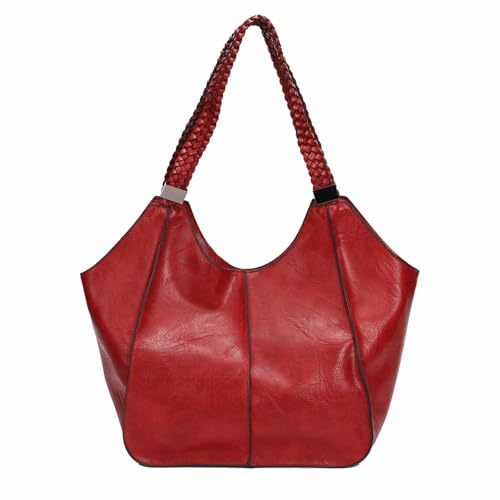 OBC Damen XXL Tasche Schultertasche Shopper Businesstasche Umhängetasche Workbag Henkeltasche Reisetasche FLECHTOPTIK Henkel Leder Optik Rot OBC Damen XXL Tasche Schultertasche Shopper Businesstasche Umhängetasche Workbag Henkeltasche Reisetasche FLECHTOPTIK Henkel Leder Optik Rot von ITALYSHOP24