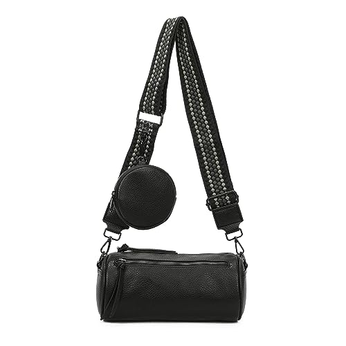 OBC Damen Zylinder Crossbody Tasche Umhängetasche Schultertasche Handtasche Gürteltasche Handytasche Bucket Bag Retro Vintage Messenger Schwarz OBC Damen Zylinder Crossbody Tasche Umhängetasche Schultertasche Handtasche Gürteltasche Handytasche Bucket Bag Retro Vintage Messenger Schwarz von ITALYSHOP24