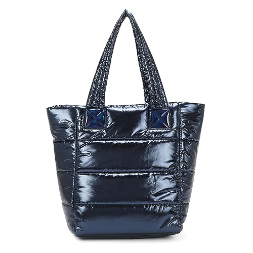 OBC ITALYSHOP24 XXL Damen Tasche Nylontasche Shopper Reisetasche Handtasche Schultertasche Umhängetasche Beuteltasche Weekender Shopping Bag Reisetasche Blau von ITALYSHOP24