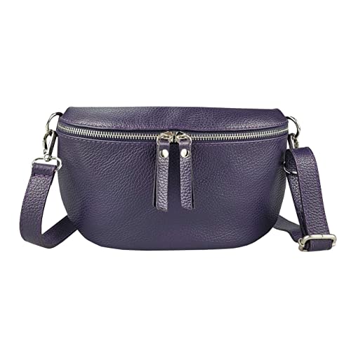 OBC Made in Italy Damen Leder Tasche Handytasche Gürteltasche Crossbody Hüfttasche Bauchtasche Umhängetasche Cross-Over Bodybag Schultertasche Kosmetiktasche Lila OBC Made in Italy Damen Leder Tasche Handytasche Gürteltasche Crossbody Hüfttasche Bauchtasche Umhängetasche Cross-Over Bodybag Schultertasche Kosmetiktasche Lila von ITALYSHOP24