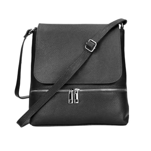 OBC Made in Italy Damen Leder Tasche Messenger Crossbody Handtasche Schultertasche Crossover Umhängetasche Shopper Damentasche Überschlagtasche Tablettasche bis ca. 7-9 Zoll Schwarz OBC Made in Italy Damen Leder Tasche Messenger Crossbody Handtasche Schultertasche Crossover Umhängetasche Shopper Damentasche Überschlagtasche Tablettasche bis ca. 7-9 Zoll Schwarz von ITALYSHOP24