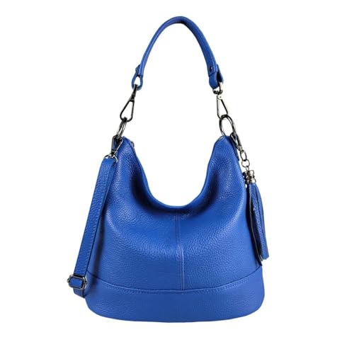 OBC Made in Italy Damen Leder Tasche Umhängetasche Shopper Schultertasche Handtasche Crossbody Hobo Bag Crossover Ledertasche Damentasche Fransen Königsblau OBC Made in Italy Damen Leder Tasche Umhängetasche Shopper Schultertasche Handtasche Crossbody Hobo Bag Crossover Ledertasche Damentasche Fransen Königsblau von ITALYSHOP24