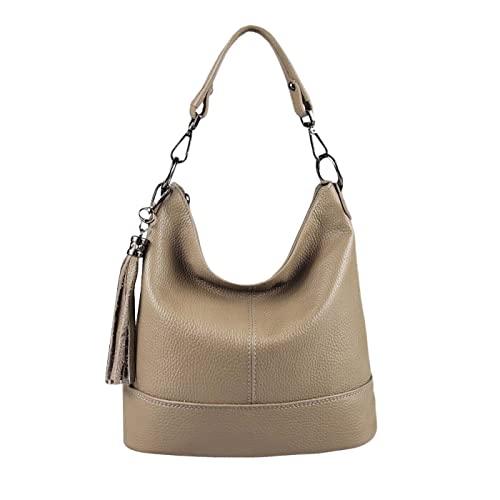 OBC Made in Italy Damen Leder Tasche Umhängetasche Shopper Schultertasche Handtasche Crossbody Hobo Bag Crossover Ledertasche Damentasche Fransen Taupe OBC Made in Italy Damen Leder Tasche Umhängetasche Shopper Schultertasche Handtasche Crossbody Hobo Bag Crossover Ledertasche Damentasche Fransen Taupe von ITALYSHOP24