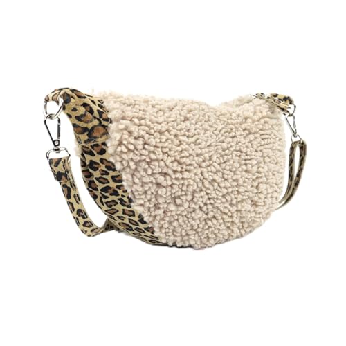 OBC Made in Italy Damen Teddyfell Tasche Leo Muster Plüsch Wildleder Schultertasche Bodybag Umhängetasche Crossbody Helltaupe OBC Made in Italy Damen Teddyfell Tasche Leo Muster Plüsch Wildleder Schultertasche Bodybag Umhängetasche Crossbody Helltaupe von ITALYSHOP24