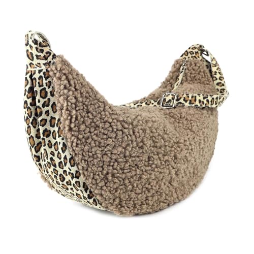 OBC Made in Italy Damen Teddyfell Tasche Leo Muster Plüsch Wildleder Schultertasche Bodybag Umhängetasche Crossbody Taupe L OBC Made in Italy Damen Teddyfell Tasche Leo Muster Plüsch Wildleder Schultertasche Bodybag Umhängetasche Crossbody Taupe L von ITALYSHOP24