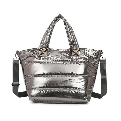 OBC XXL Damen Tasche Nylontasche Shopper Schultertasche Umhängetasche Beuteltasche Handtasche Weekender Reisetasche Shopping Bag Antiksilber OBC XXL Damen Tasche Nylontasche Shopper Schultertasche Umhängetasche Beuteltasche Handtasche Weekender Reisetasche Shopping Bag Antiksilber von ITALYSHOP24