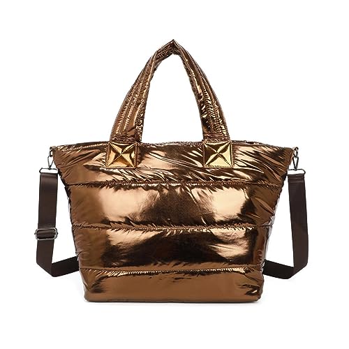 OBC XXL Damen Tasche Nylontasche Shopper Schultertasche Umhängetasche Beuteltasche Handtasche Weekender Reisetasche Shopping Bag Bronze von ITALYSHOP24