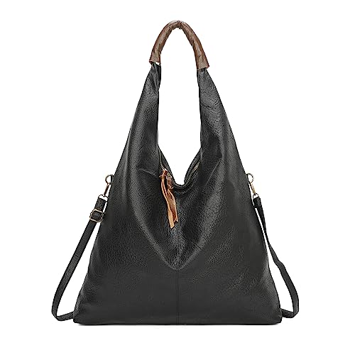 OBC XXL Damen Tasche Shopper Schultertasche Hobo Bag Reisetasche Handtasche Umhängetasche Freizeittasche Beuteltasche Weekender Leder Optik Schwarz von ITALYSHOP24