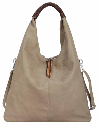 OBC XXL Damen Tasche Shopper Schultertasche Hobo Bag Reisetasche Handtasche Umhängetasche Freizeittasche Beuteltasche Weekender Leder Optik Taupe OBC XXL Damen Tasche Shopper Schultertasche Hobo Bag Reisetasche Handtasche Umhängetasche Freizeittasche Beuteltasche Weekender Leder Optik Taupe von ITALYSHOP24