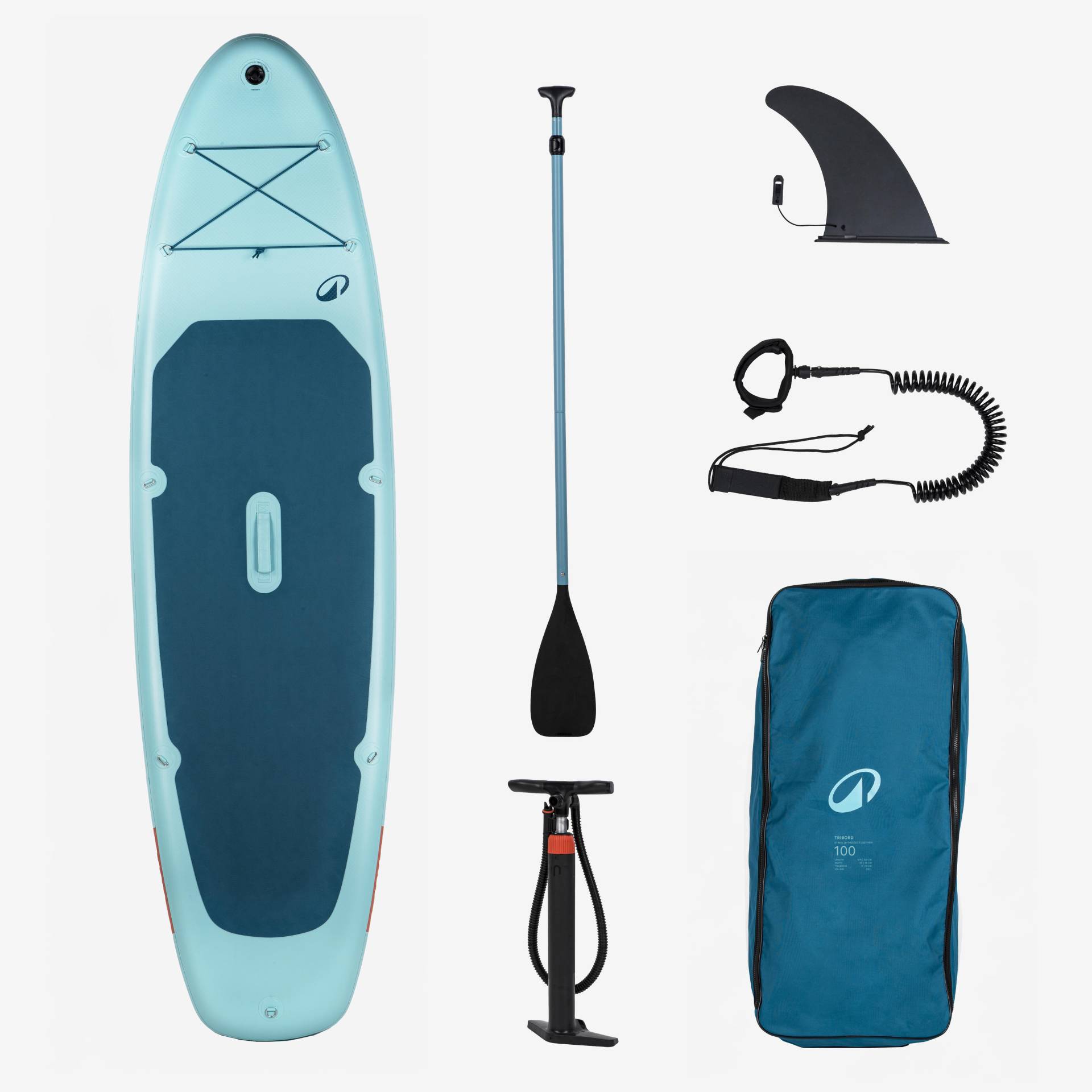 Pack Stand up paddle aufblasbar 10'6 für 1-2 Personen bis 130 kg - 100 blau von ITIWIT