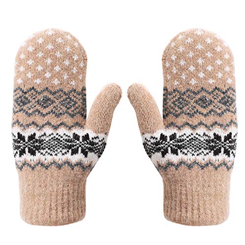 ITODA Fäustlinge Winter Damen Fausthandschuhe Strick Winterhandschuhe Schneeflocke Strickhandschuhe Verdickt Warm Wollhandschuhe Doppelschicht Handwärmer Winddicht Damenhandschuhe Outdoor Fahrrad ITODA Fäustlinge Winter Damen Fausthandschuhe Strick Winterhandschuhe Schneeflocke Strickhandschuhe Verdickt Warm Wollhandschuhe Doppelschicht Handwärmer Winddicht Damenhandschuhe Outdoor Fahrrad von ITODA
