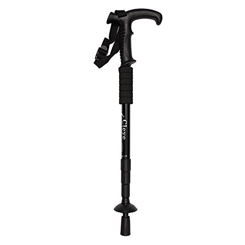 ITODA Wanderstöcke Trekkingstöcke 51-110cm verstellbar T-Griff leicht Wanderstock mit Anti-Rutsch Antishock Suspendierung für Schnee Bergsteigen Walking Outdoor Klettern Backpacking Schwarz von ITODA