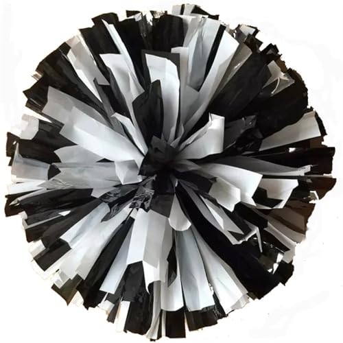 ITTRUH Cheerleading-Requisiten, Cheerleader-Pompons, 2 Stück Cheerleading-Pompons, 32 cm, Stabgriff, freie Farbkombination, lichtecht(Black White) von ITTRUH