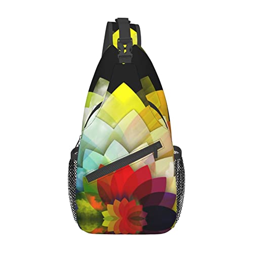 Bunte Blumen Sonnenuntergang Sonnenblume Hohe Speicherkapazität Brusttasche Diagonal Sling Rucksack Umhängetasche Umhängetasche für Männer Frauen von IUBBKI