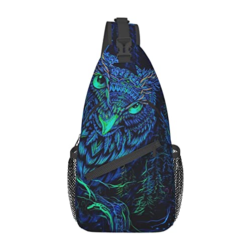 Galaxy Owl Hammerhead Sharks Mann Frau Sling Rucksack Mehrzweck-Brusttasche Reise-Tagesrucksack Diebstahlsichere Umhängetasche von IUBBKI