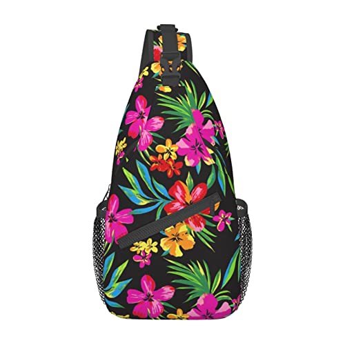 Hawaiianische Blume, Elegante Pfauentasche, Umhängetasche, Rucksack für Damen und Herren, Brusttasche, Wandertasche für Camping, Radfahren, Reisen, Radfahren, diagonale Tasche von IUBBKI